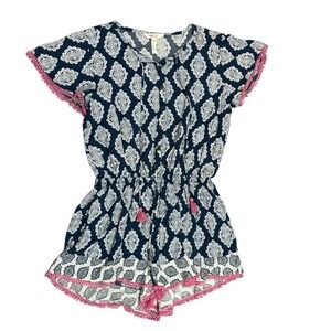 Matilda Jane Romper Womens M Blue White Pink Medallion Boho Tassel Excellent‎